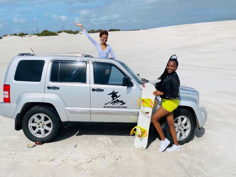 Sandboarding with jeep - drive uphill - Gear, wax, and getting control on shifting sand