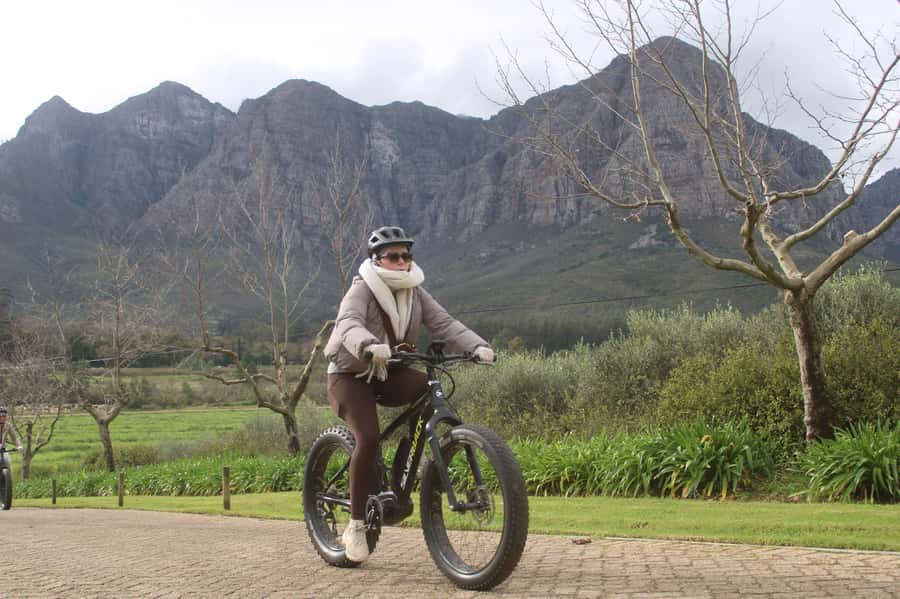 Stellenbosch: Countryside Banhoek valley E-Bike Wine Tour - Rainbow’s End Wine Estate stop: tasting time with mountain views