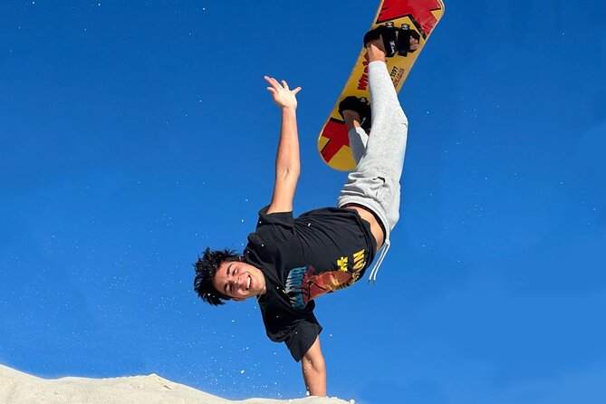 WildX Sandboarding the Real White Sand Dunes Atlantis Cape Town - Board choice: stand-up sandboarding or bumboard fun